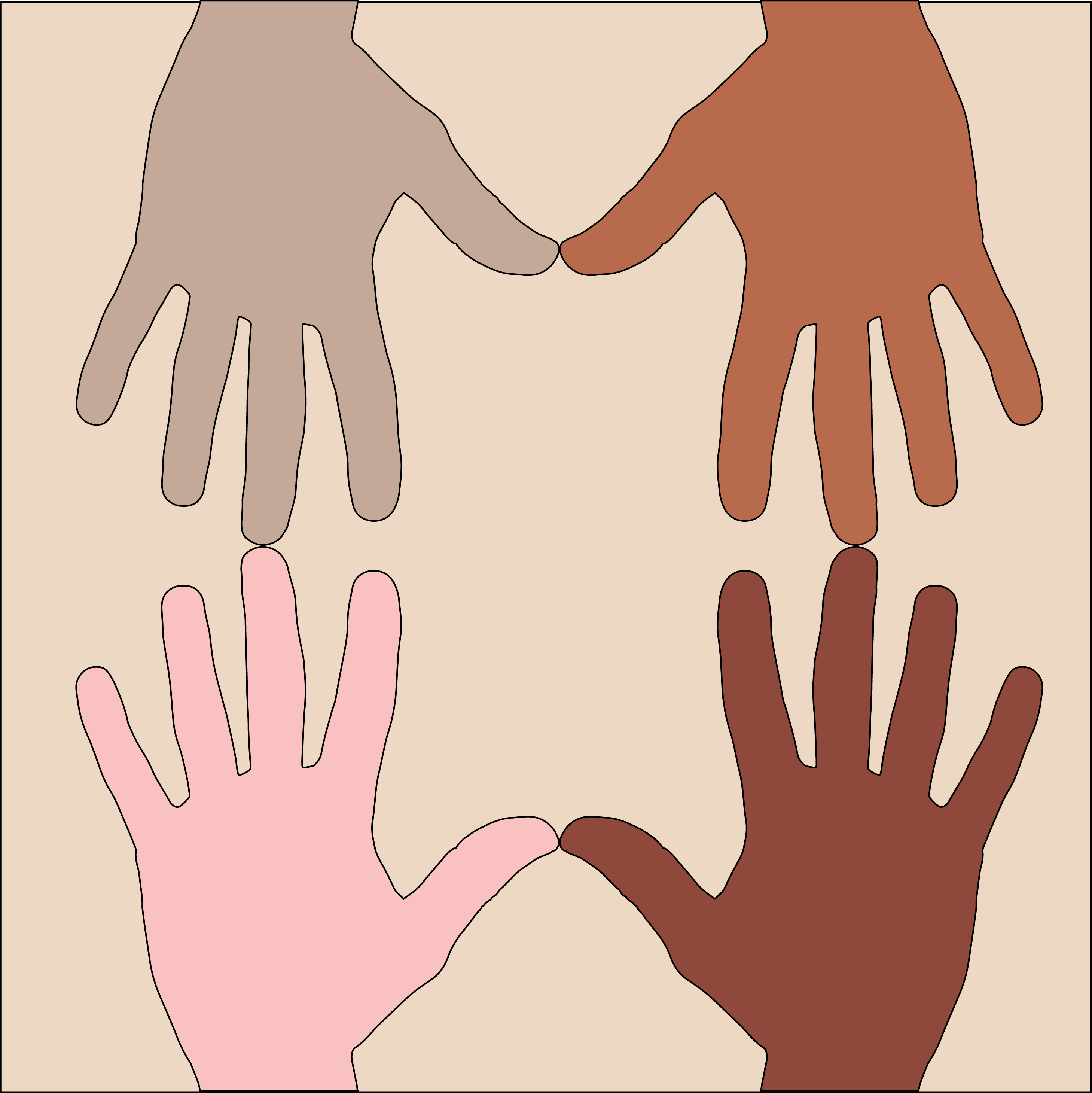 Multiple hands of different colors meant to represent racial diversity.